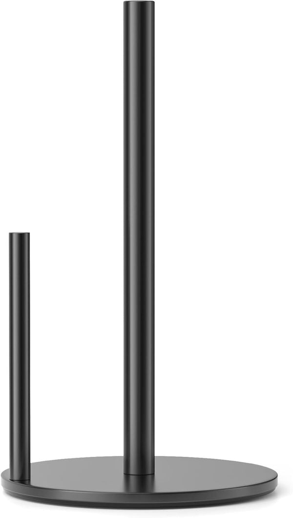 Black Paper Towel Holder – Stainless Steel Kitchen Roll Dispenser with Weighted Base