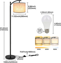 ROTTOGOON Black Floor Lamp with Beige Shade – 3-Color LED Bulb Included