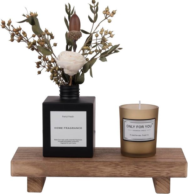 Small Wood Tray Pedestal Stand – Farmhouse Vanity Riser for Bathroom & Kitchen