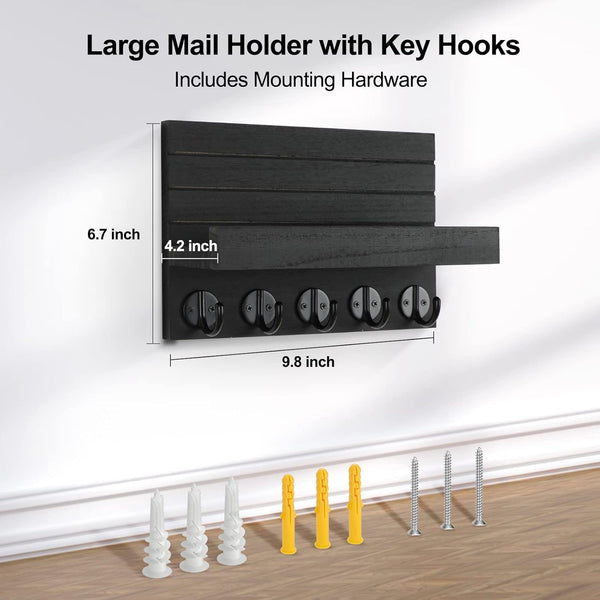 Wall-Mounted Key Holder with Shelf – Decorative Wood Organizer with Hooks