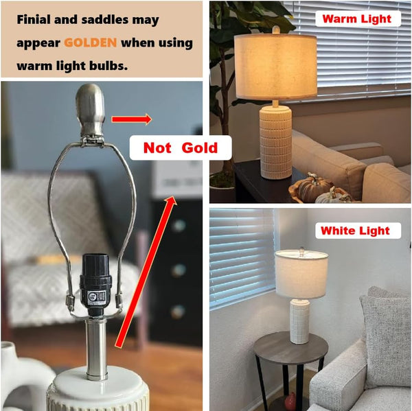PoKat 23" Ceramic Table Lamps – Set of 2 Modern Beige Lamps for Living Room