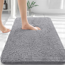 OLANLY Grey Chenille Bathroom Rug – 30x20 Soft, Quick-Dry, Non-Slip