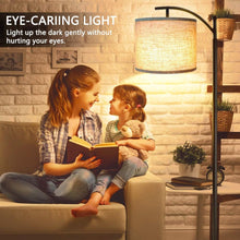 ROTTOGOON Black Floor Lamp with Beige Shade – 3-Color LED Bulb Included