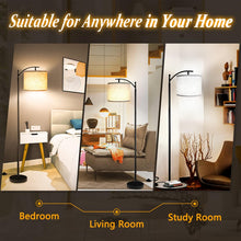 ROTTOGOON Black Floor Lamp with Beige Shade – 3-Color LED Bulb Included